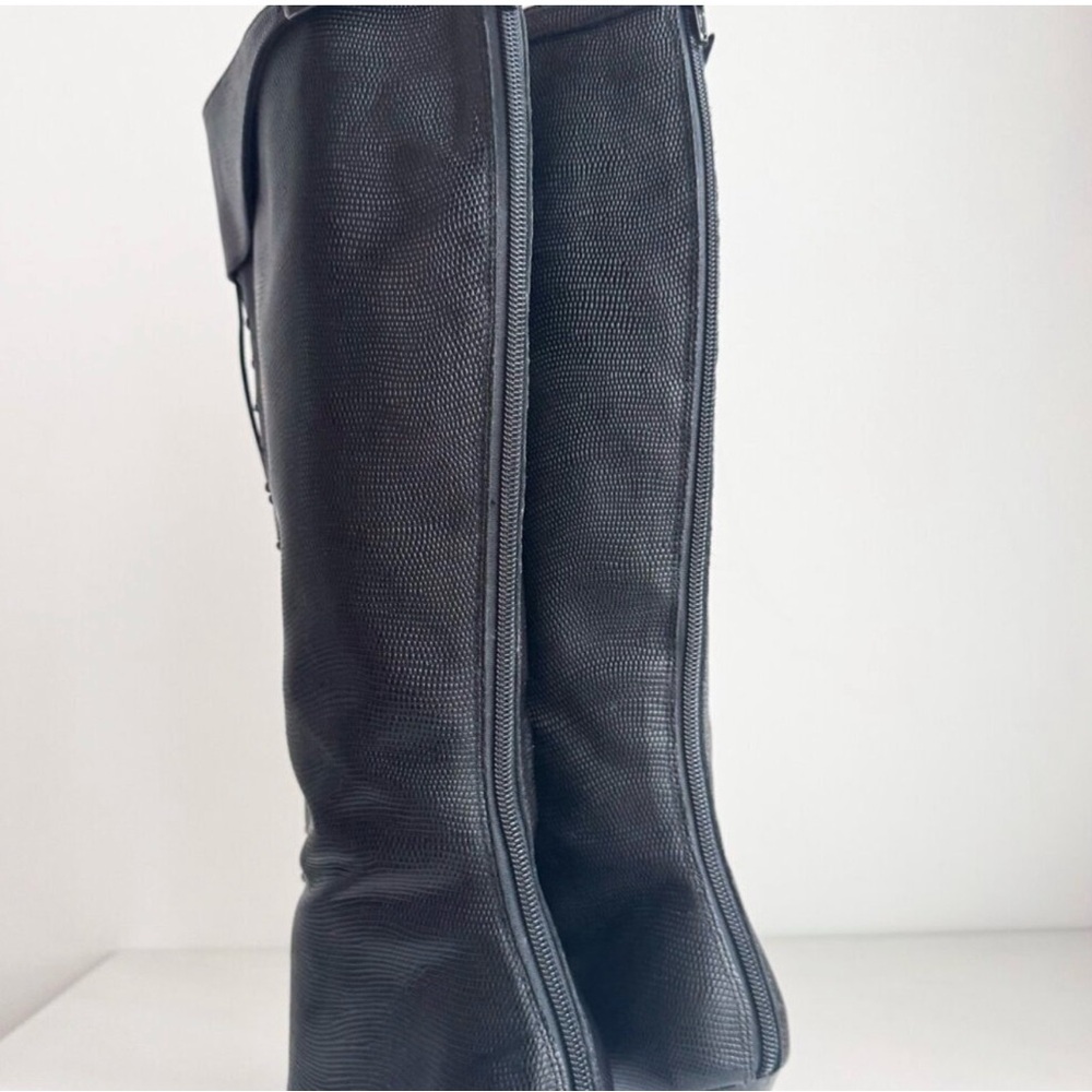 Grigiarancio Tall Lace up detail Leather Sexy Black Boots - Picture 4 of 8